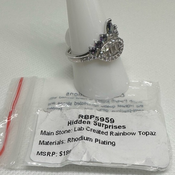 SOLD Bomb Party Ring “Hidden Surprises” RBP5959 Rainbow Topaz Rhodium sz10 - Picture 2 of 2